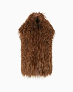 Giorgio Armani Long-Haired Fur Vest With Neve Hood - Brown