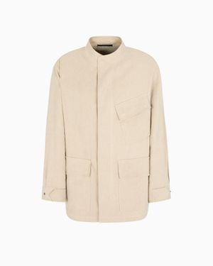 Giorgio Armani Hemp And Cotton Pea Coat - Natural