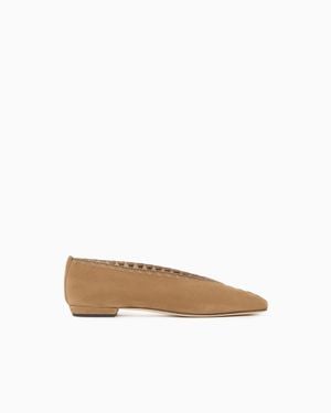 Giorgio Armani Suede Ballerinas With Embroidery - White
