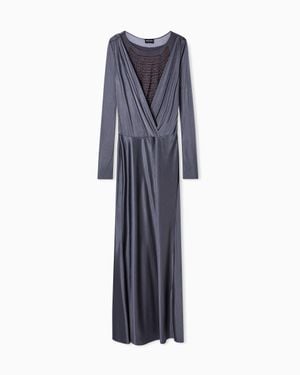 Giorgio Armani Shiny Viscose Jersey Long Dress - Blue