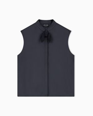 Giorgio Armani Shirt With Sleeveless Mandarin Collar - Blue