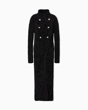 Giorgio Armani Long Viscose And Wool Knit Cardigan - Black