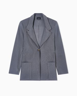Giorgio Armani Viscose-Blend Knit Single-Breasted Jacket - Blue