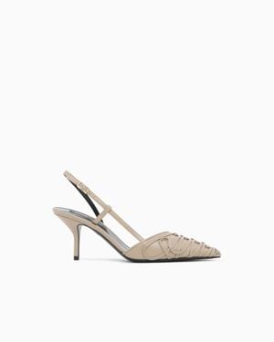Giorgio Armani Decollete Shoe With Cornely Details And Leather Upper - White