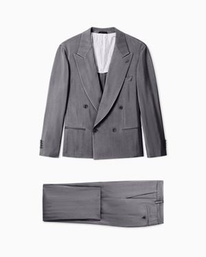 Giorgio Armani Double-Breasted Viscose Suit - Gray