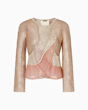 Giorgio Armani Pearlised Nappa-Leather Jacket - Pink