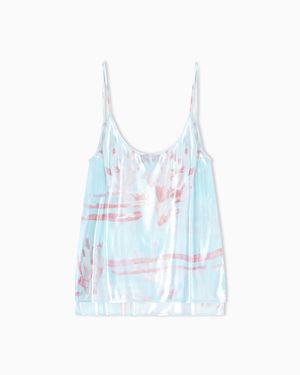Giorgio Armani Printed Lurex Viscose Top - Blue