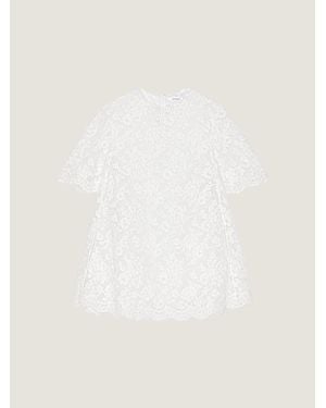 Givenchy Mini Dress In Floral Lace With Cape - Natural