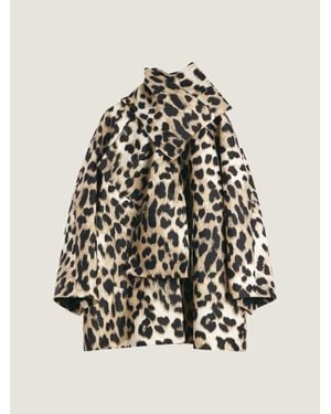 Givenchy Bow-Scarf Leopard Short Coat - White