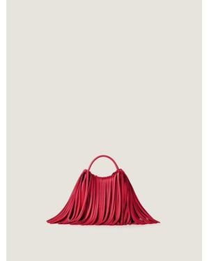 Givenchy Nano Facet Tote Bag In Leather With Fringes - Red