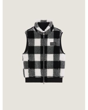 Givenchy Checked Sleeveless Fleece Jacket - Black