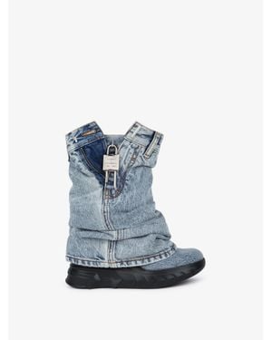 Givenchy Shark Lock Biker Ankle Boots - Blue