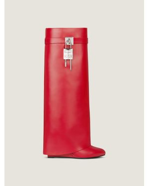Givenchy Bottes Shark Lock coupe ample en cuir - Rouge