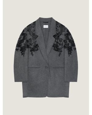 Givenchy Cappotto in lana e cashmere double-face con ricami - Grigio