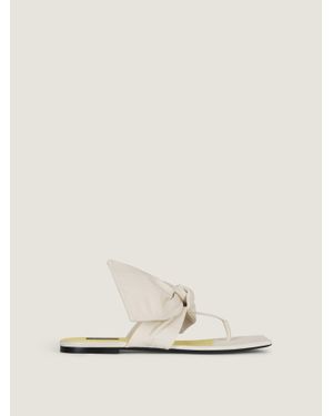 Givenchy Boudoir Thongs In Nappa Leather With Bow - Natural