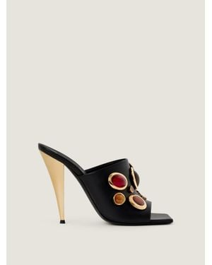 Givenchy Mules Sliced Square en cuir avec bijoux - Neutre