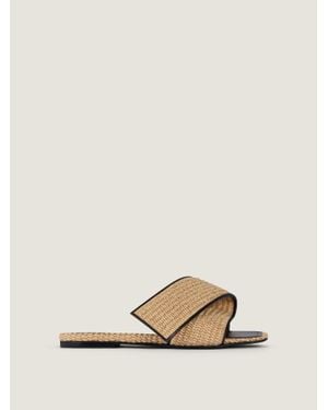 Givenchy Sliced Square Raffia-Effect Flat Mules - Natural