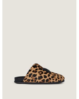 Givenchy Mule piatte Label in pelle effetto cavallino con motivo leopardato - Multicolore