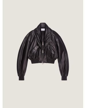 Givenchy Leather Shawl-Collar Cocoon Jacket - Black