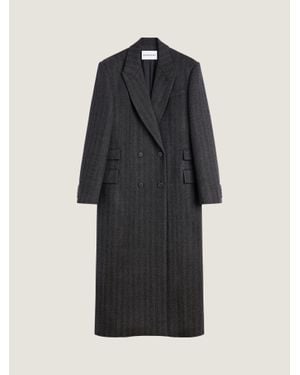 Givenchy Cappotto strutturato lungo di lana con motivo chevron - Nero