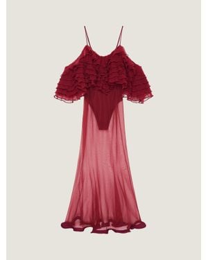 Givenchy Long Ruffled Dress - Red