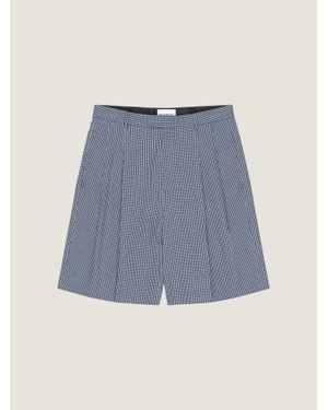 Givenchy Double Pleat Checked Bermuda Shorts - Blue