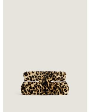 Givenchy Clutch Pinch Soft in shearling effetto leopardato - Neutro