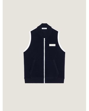Givenchy Sleeveless Fleece Jacket With Gros Grain Detail - Blue