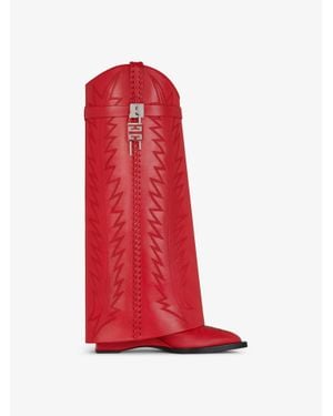 Givenchy Bottes Shark Lock Cowboy en cuir à motif western - Rouge