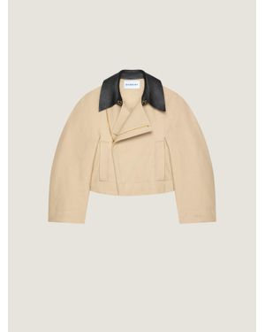 Givenchy Cropped Peacoat With Leather Collar - Natural