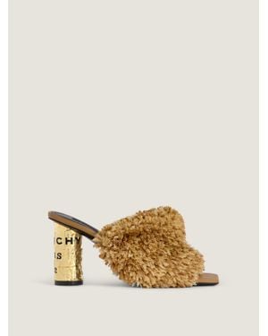 Givenchy Tape Heeled Mules With Raffia-Effect Fringes - Natural
