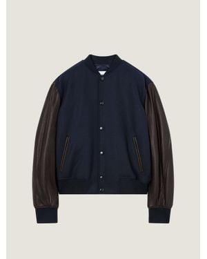 Givenchy Couture Seam Mix Material Blouson With Paris - Blue