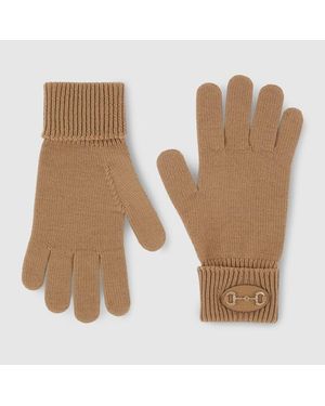 Gucci Wool Gloves With Horsebit - Natural