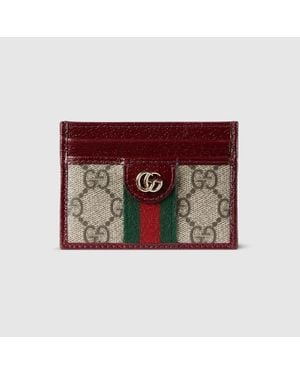 Gucci Ophidia Card Case, Gg Canvas - Red