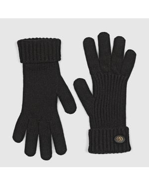 Gucci Handschuhe Aus Wolle Und Kaschmir Mit Doppel G, Grösse - Schwarz