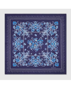 Gucci Einstecktuch Aus Baumwolle Mit Print - Blau