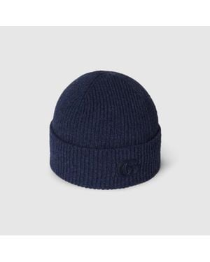 Gucci Cashmere Hat With Patch - Blue