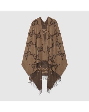 Gucci Reversible Jumbo Gg Cashmere Cape - Brown