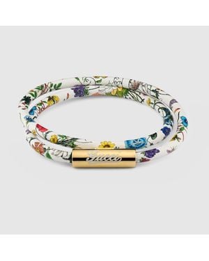 Gucci Leather Double Bracelet With Script, Size L, -Toned Metal - Metallic