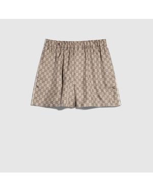 Gucci Printed Silk Twill Shorts - Natural