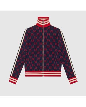 Gucci Jacke aus Baumwolle mit GG Jacquard - Blau