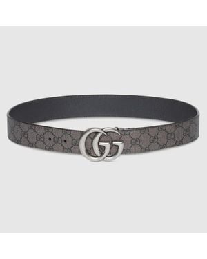 Gucci Cintura Reversibile Gg Marmont, Taglia 100 - Grigio