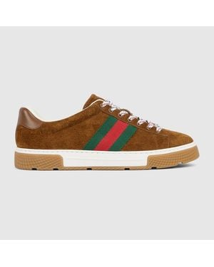 Gucci Sneaker Ace Uomo Con Dettaglio Web, Taglia - Marrone