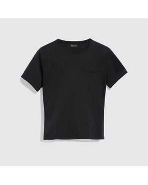 Gucci Cotton Jersey T-Shirt With Embroidery, Size L, Ready-To-Wear - Black