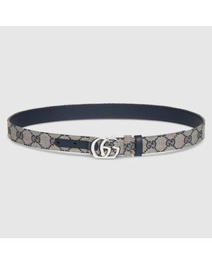 Gucci Cut Gg Marmont Reversible Belt, Size 100 - Blue