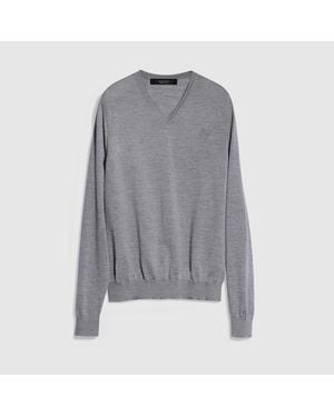 Gucci Pullover Aus Feiner Wolle Mit Stickerei, Größe - Grau