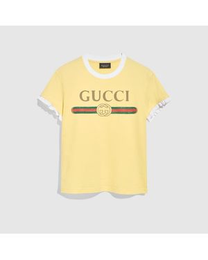 Gucci Cotton Jersey T-Shirt With Print - Yellow