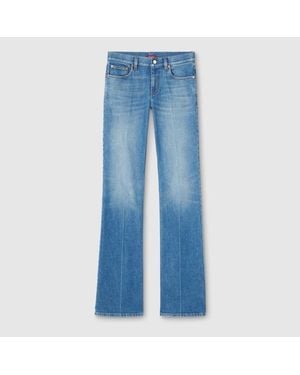 Gucci Flared Stretch Cotton Denim Trousers, Size 26, Ready-To-Wear - Blue