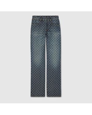 Gucci Pantalón De Jacquard De Denim Con Gg, Talla - Azul