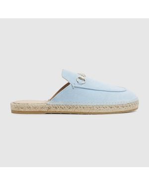 Gucci Espadrille Mule With Horsebit - Blue